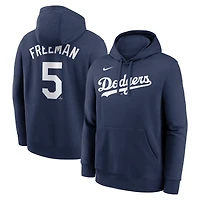 Sweat à capuche Nike Freddie Freeman bleu marine pour homme avec nom et numéro de joueur des Dodgers Los Angeles