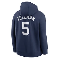 Men's Nike Freddie Freeman Navy Los Angeles Dodgers Player Name & Number Club Pullover Hoodie