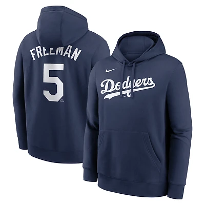 Sweat à capuche Nike Freddie Freeman bleu marine pour homme avec nom et numéro de joueur des Dodgers Los Angeles