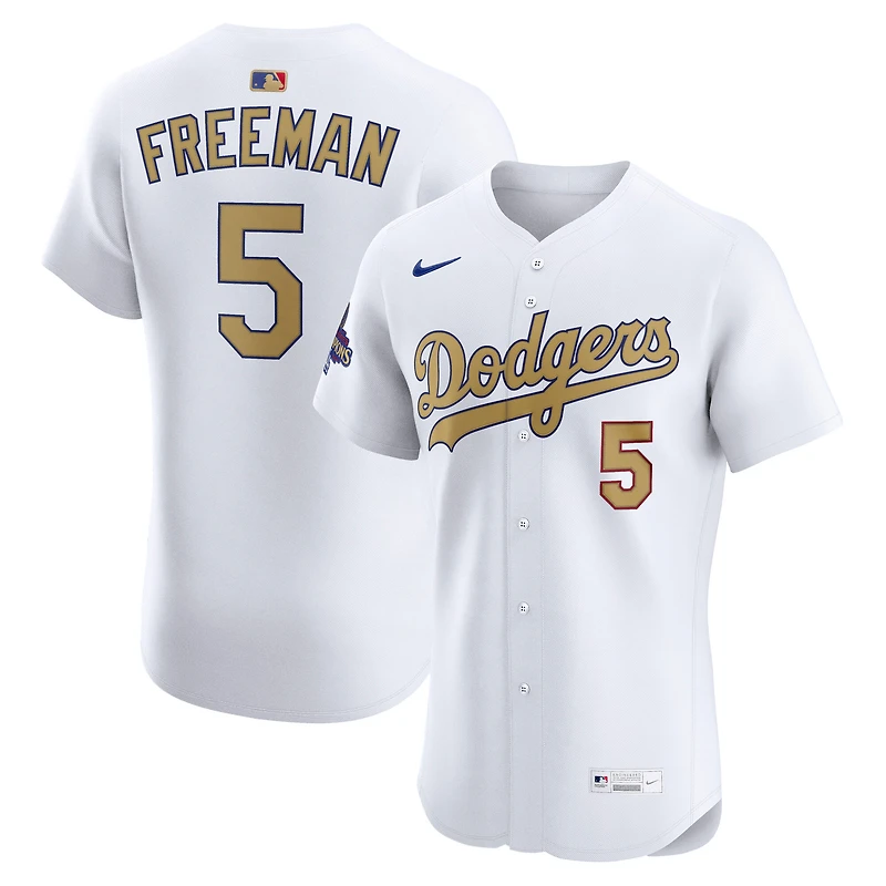 Men's Nike Freddie Freeman White Los Angeles Dodgers 2025 Gold Collection Elite Jersey