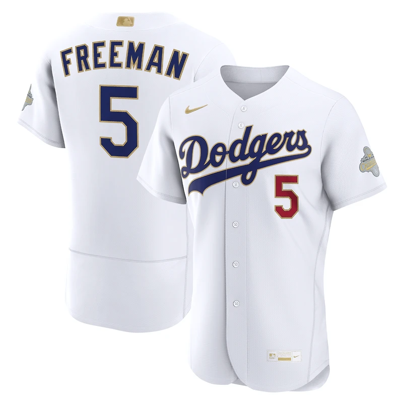 Maillot authentique Nike Freddie Freeman blanc Los Angeles Dodgers Collection Or 2026 pour homme