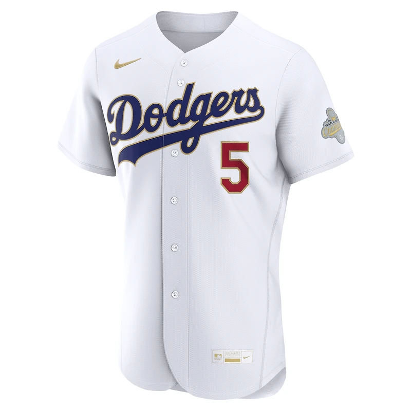 Maillot authentique Nike Freddie Freeman blanc Los Angeles Dodgers Collection Or 2026 pour homme