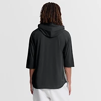 T-shirt à capuche Nike Authentic Collection Flux Dri-FIT gris pour homme, Los Angeles Dodgers, manches 3/4 raglan