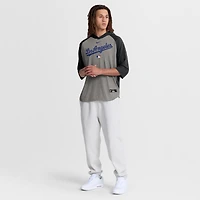 Men's Nike Gray Los Angeles Dodgers Authentic Collection Flux Dri-FIT Raglan 3/4-Sleeve Hooded T-Shirt