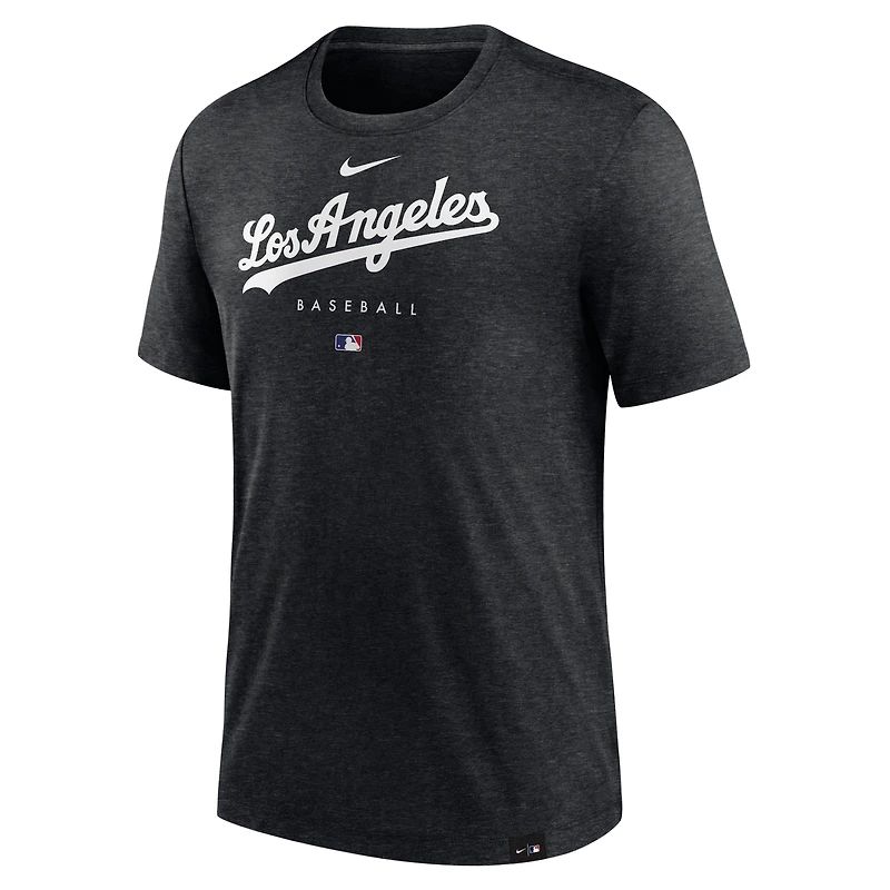 T-shirt Performance à trois mélanges Early Work des Dodgers de Los Angeles Nike pour homme, noir chiné
