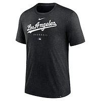 T-shirt Performance à trois mélanges Early Work des Dodgers de Los Angeles Nike pour homme, noir chiné