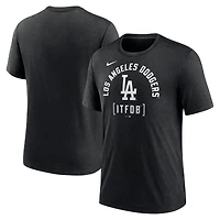 T-shirt Nike Heather Black Los Angeles Dodgers Swing Big Tri-Blend pour homme