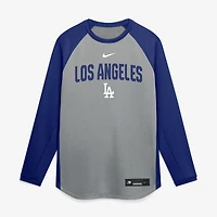 Sweat-shirt raglan Dri-FIT Nike pour homme, coloris gris anthracite chiné, collection authentique des Dodgers de Los Angeles