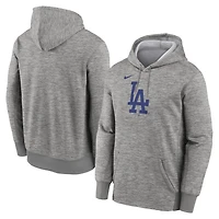 Sweat à capuche Therma Nike pour homme, gris chiné, logo principal des Los Angeles Dodgers