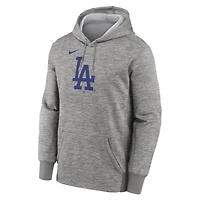 Sweat à capuche Therma Nike pour homme, gris chiné, logo principal des Los Angeles Dodgers