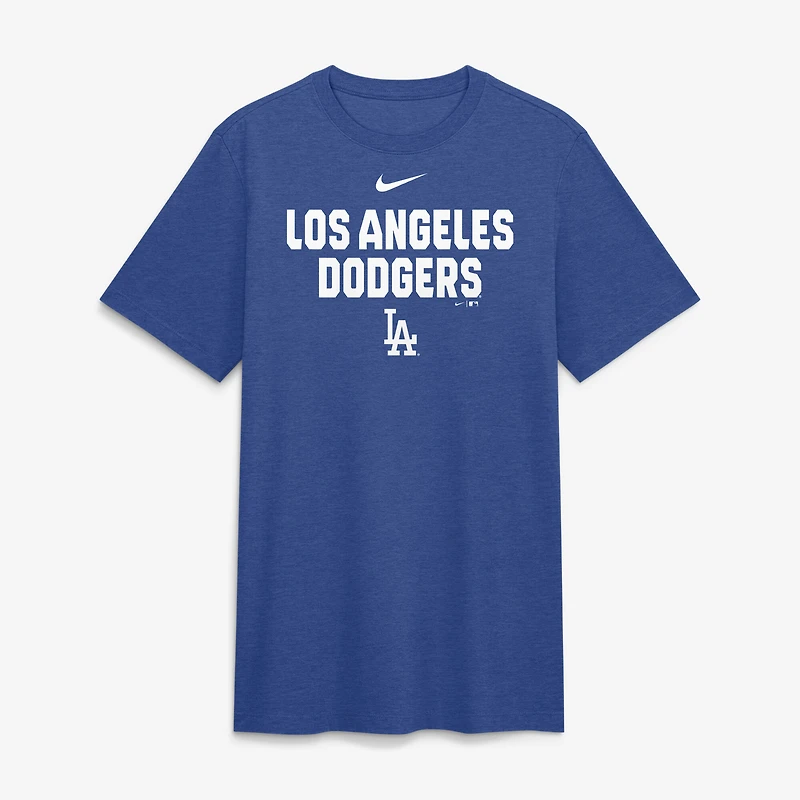 T-shirt Nike Heather Royal pour homme, Los Angeles Dodgers, modèle Stacked Tri-Blend