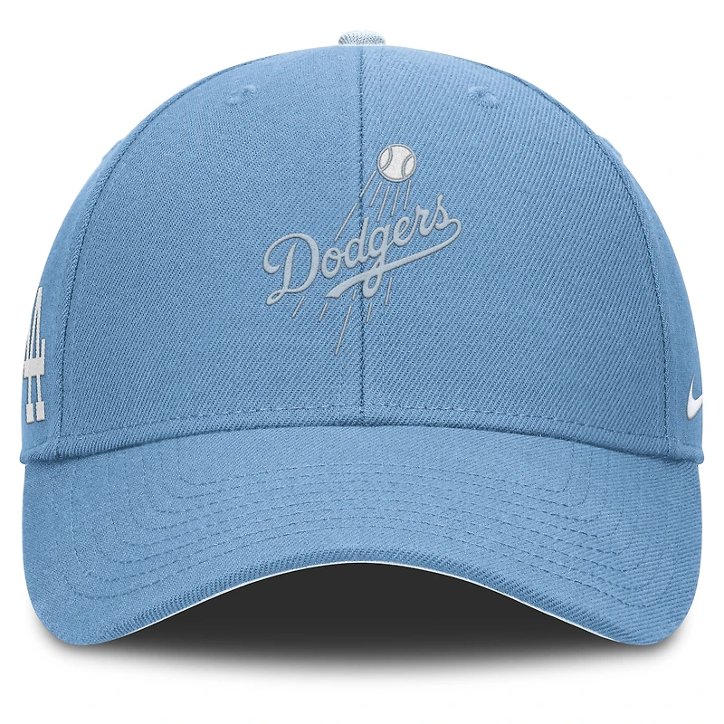 Casquette ajustable Nike Rise Dri-Fit bleu clair pour homme des Dodgers de Los Angeles