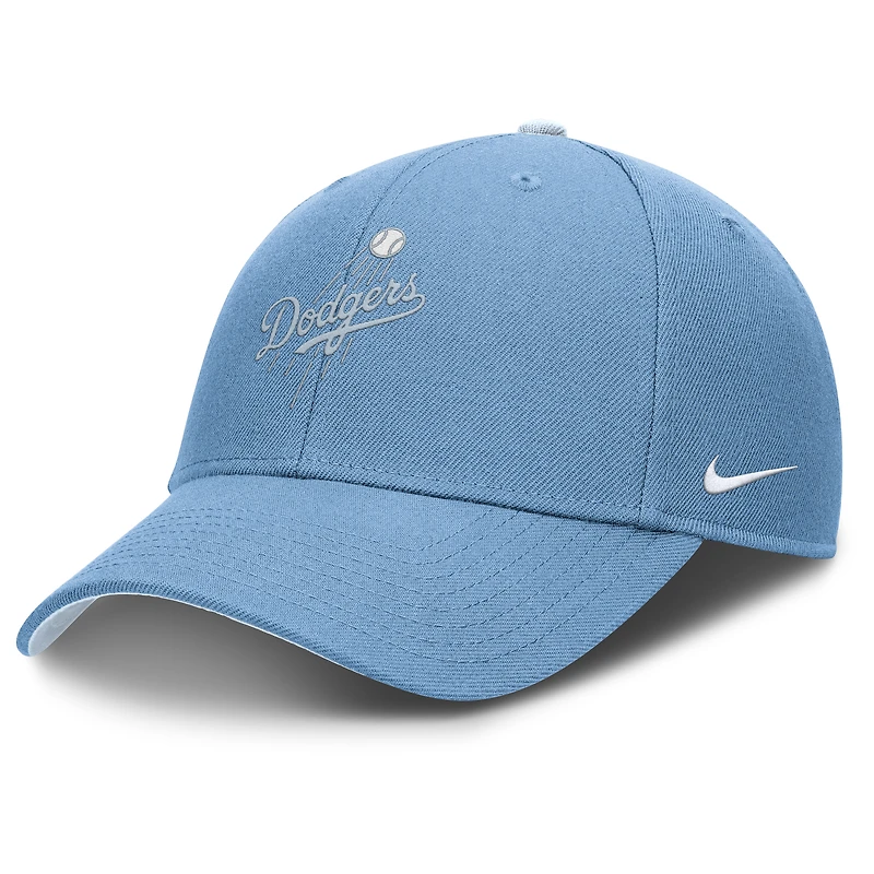 Casquette ajustable Nike Rise Dri-Fit bleu clair pour homme des Dodgers de Los Angeles