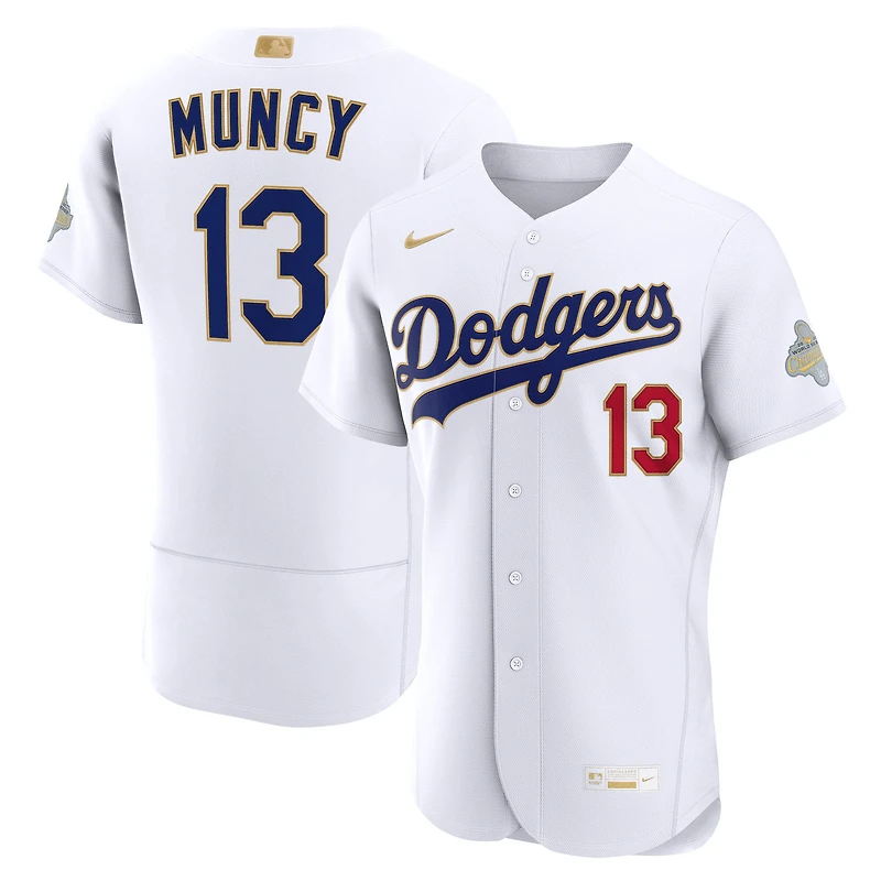 Maillot authentique Nike Max Muncy blanc Los Angeles Dodgers Collection Or 2026 pour homme