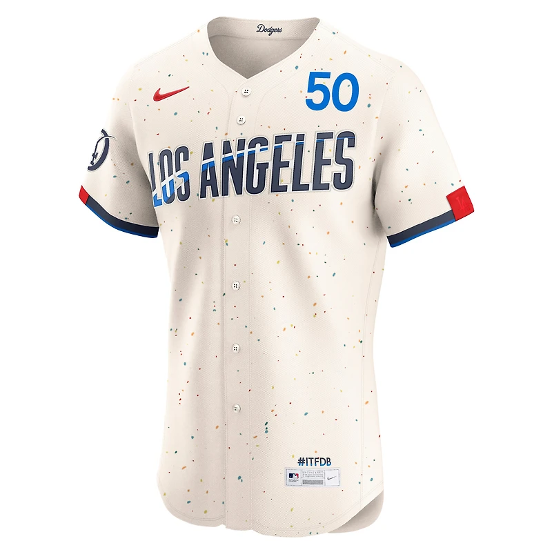 Men's Nike Mookie Betts Cream Los Angeles Dodgers City Connect Elite Jersey