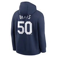 Sweat à capuche Nike Mookie Betts bleu marine pour homme, avec nom et numéro de joueur des Dodgers Los Angeles