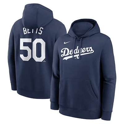 Sweat à capuche Nike Mookie Betts bleu marine pour homme, avec nom et numéro de joueur des Dodgers Los Angeles