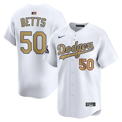 Men's Nike Mookie Betts White Los Angeles Dodgers 2025 Gold Collection Limited Jersey