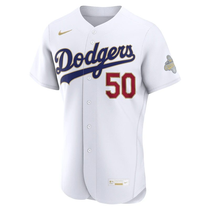 Maillot authentique Nike Mookie Betts blanc Los Angeles Dodgers Collection Or 2026 pour homme