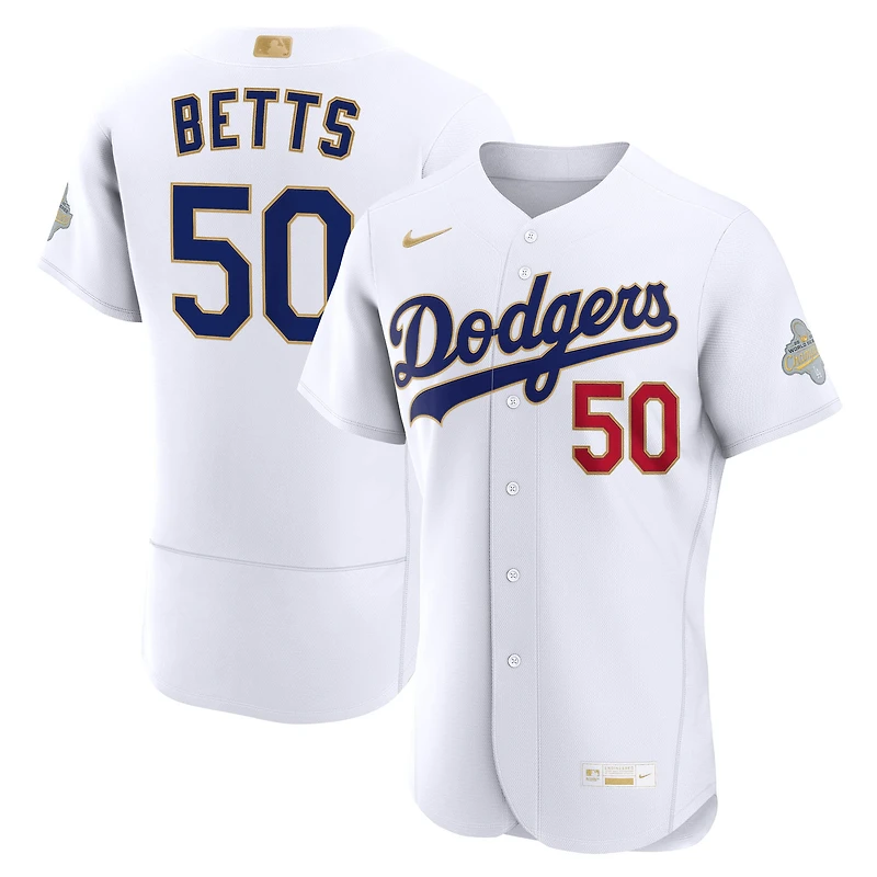 Men's Nike Mookie Betts White Los Angeles Dodgers 2026 Gold Collection Authentic Jersey