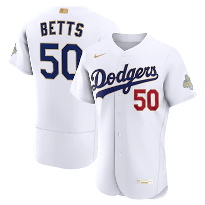 Men's Nike Mookie Betts White Los Angeles Dodgers 2026 Gold Collection Authentic Jersey