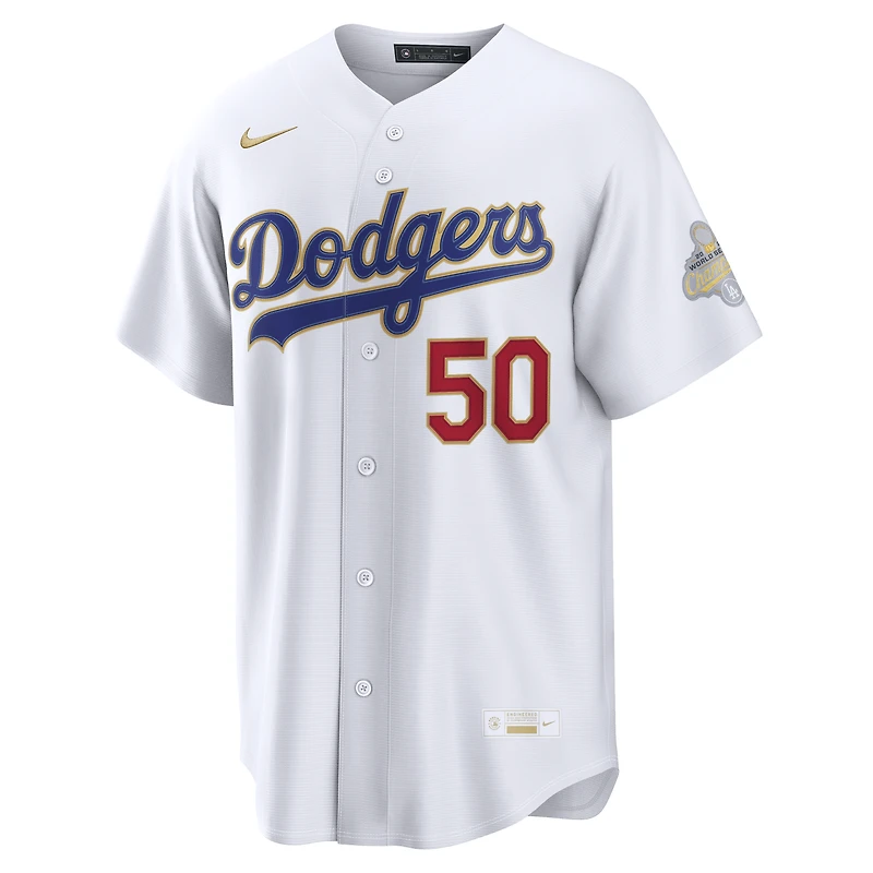 Men's Nike Mookie Betts White Los Angeles Dodgers 2026 Gold Collection Stadium Jersey