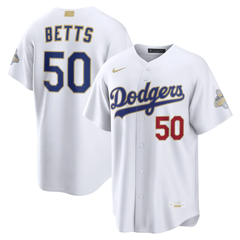 Men's Nike Mookie Betts White Los Angeles Dodgers 2026 Gold Collection Stadium Jersey