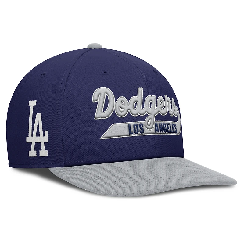 Casquette Nike Pro Performance Snapback bleu marine/gris pour homme des Los Angeles Dodgers