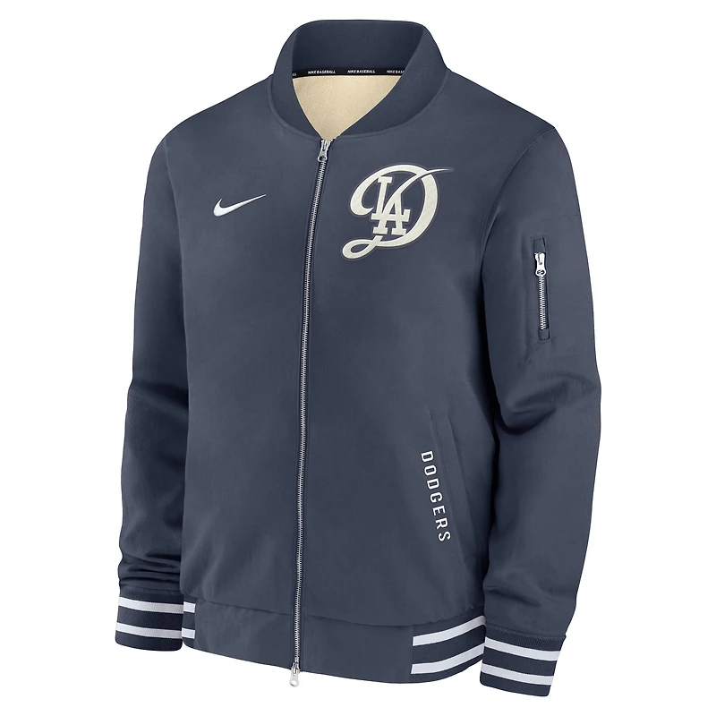 Men's Nike Navy Los Angeles Dodgers Authentic Collection City Connect Full-Zip Bomber Jacket