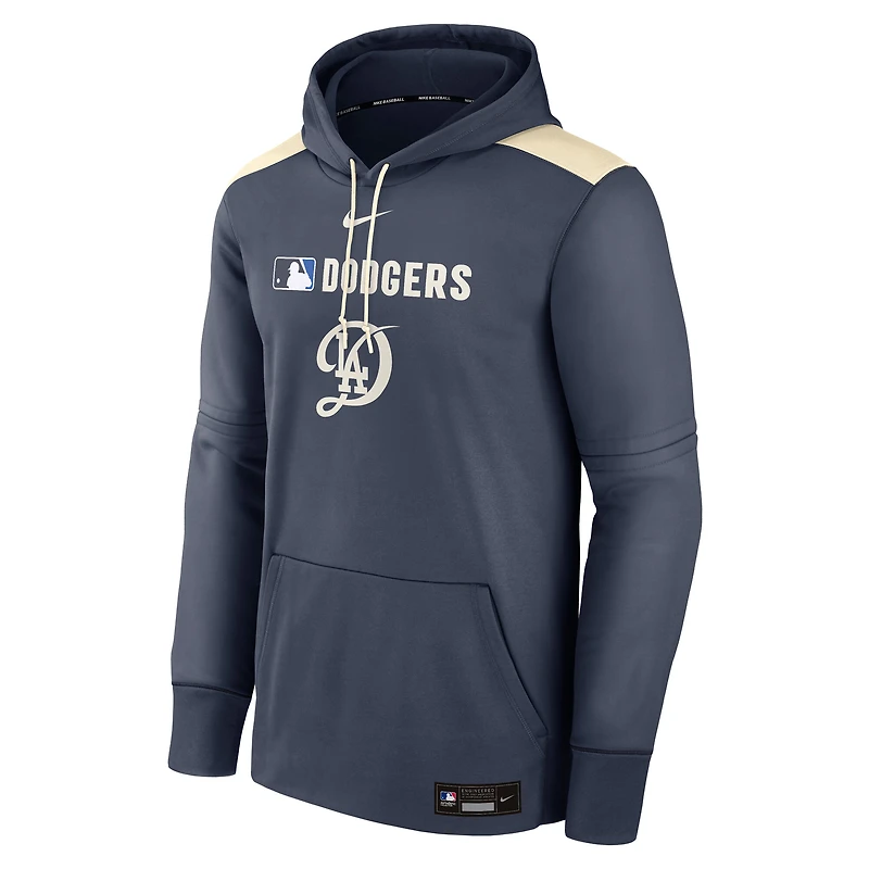 Men's Nike Navy Los Angeles Dodgers Authentic Collection City Connect Therma Pullover Hoodie
