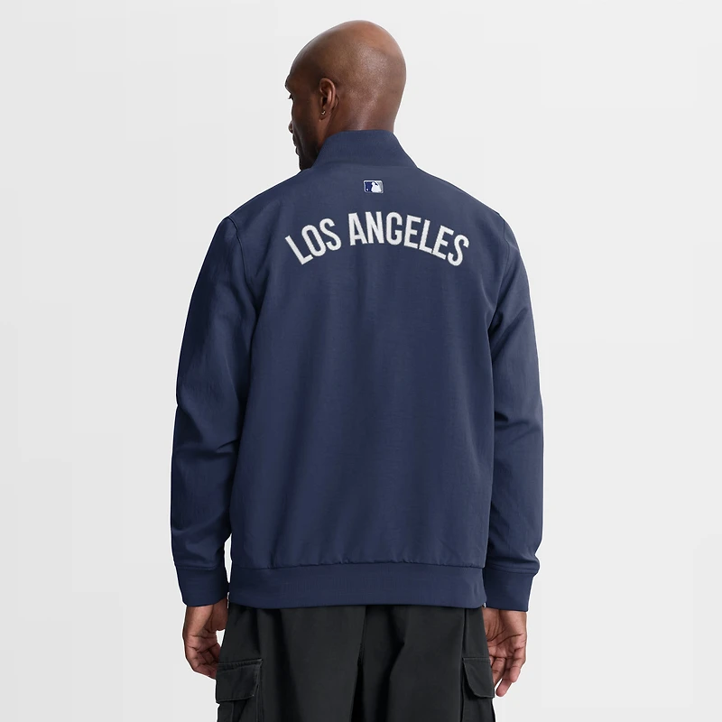 Veste bomber zippée décontractée Nike pour homme, collection Authentic Los Angeles Dodgers, bleu marine