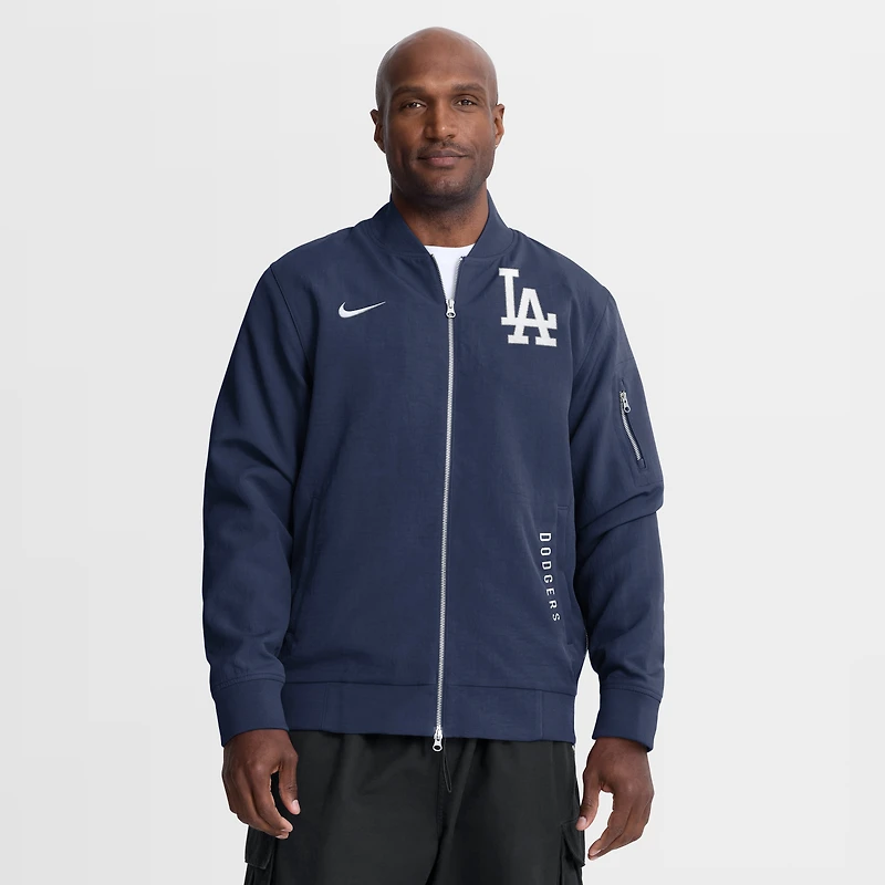 Men's Nike Navy Los Angeles Dodgers Authentic Collection Dugout Relaxed Full-Zip Bomber Jacket