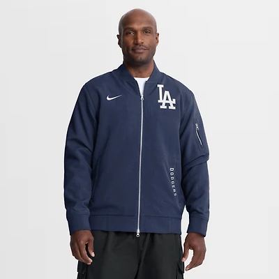 Men's Nike Navy Los Angeles Dodgers Authentic Collection Dugout Relaxed Full-Zip Bomber Jacket