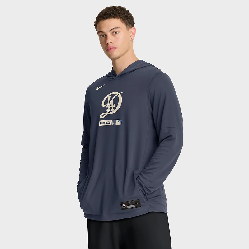 Men's Nike Navy Los Angeles Dodgers City Connect Dri-FIT Long Sleeve Hooded T-Shirt