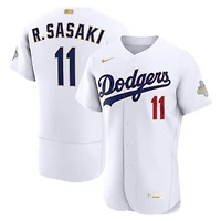 Men's Nike Roki Sasaki White Los Angeles Dodgers 2026 Gold Collection Authentic Jersey