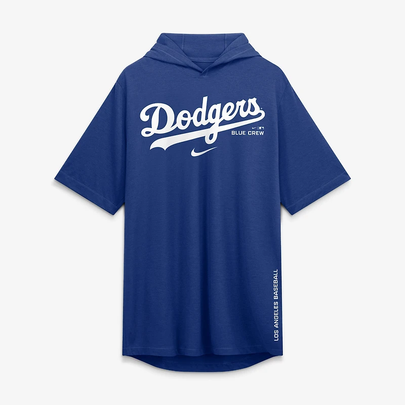 T-shirt à capuche Nike Royal Los Angeles Dodgers pour homme, en mélange de trois matières, avec logo arqué.