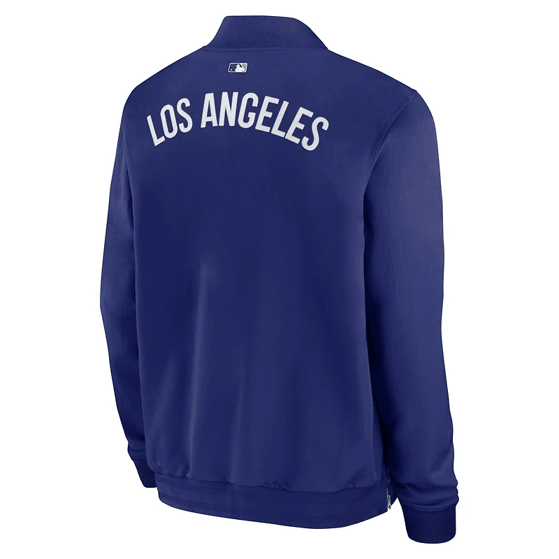 Men's Nike Royal Los Angeles Dodgers Authentic Collection Dugout Relaxed Full-Zip Bomber Jacket