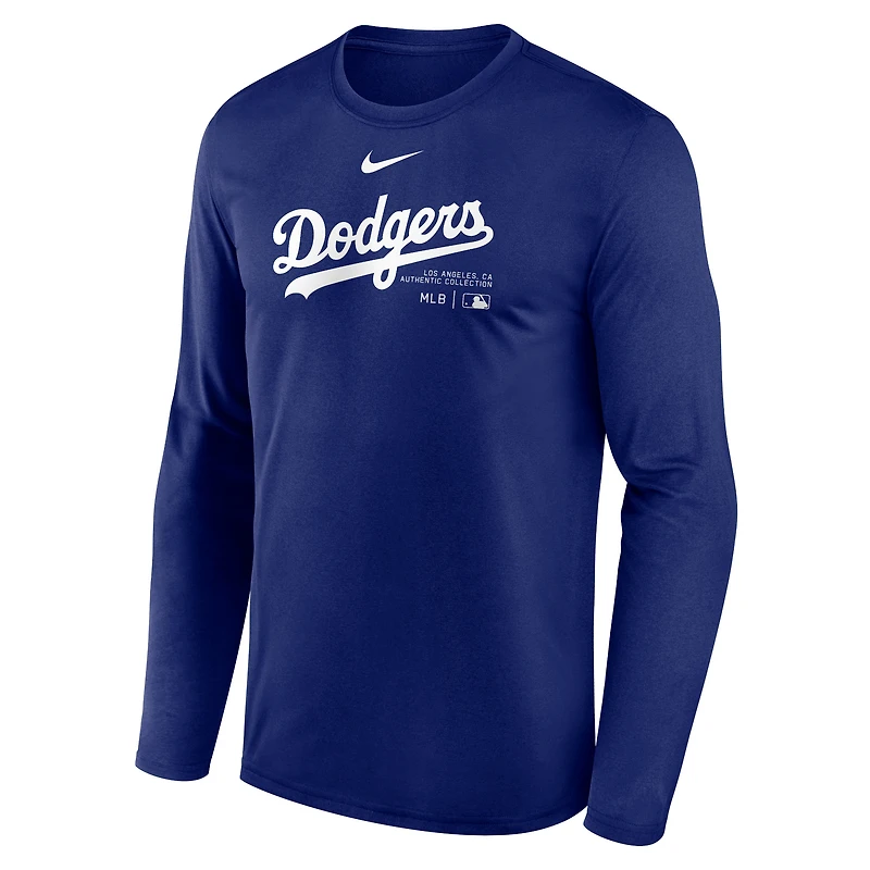 T-shirt à manches longues Nike Royal Los Angeles Dodgers Authentic Collection Performance pour homme