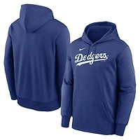 Sweat à capuche Nike Therma Royal Los Angeles Dodgers Primary Wordmark pour homme