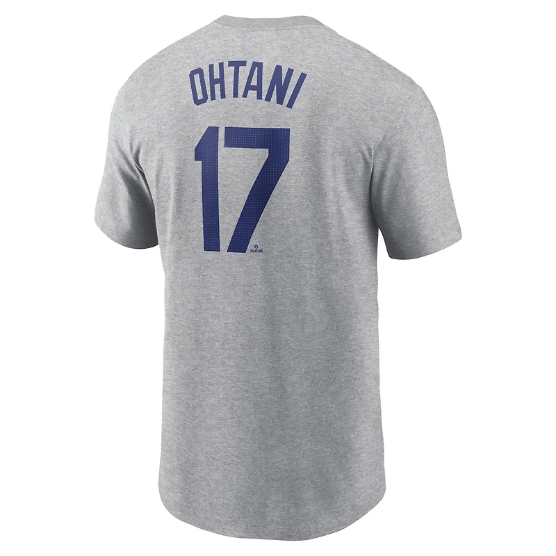 Men's Nike Shohei Ohtani Gray Los Angeles Dodgers 2024 Fuse Name & Number T-Shirt