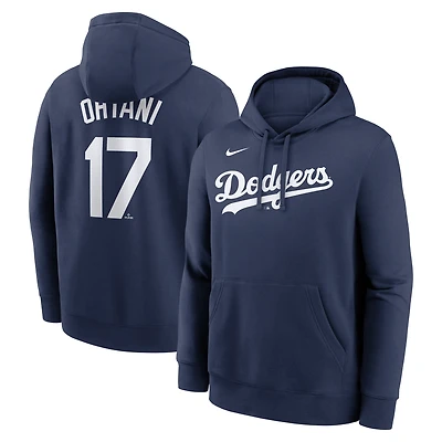 Sweat à capuche Nike Shohei Ohtani bleu marine pour homme, avec nom et numéro du joueur des Dodgers de Los Angeles.