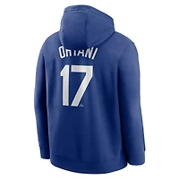 Sweat à capuche Nike Shohei Ohtani Royal Los Angeles Dodgers pour hommes, nom et numéro du club