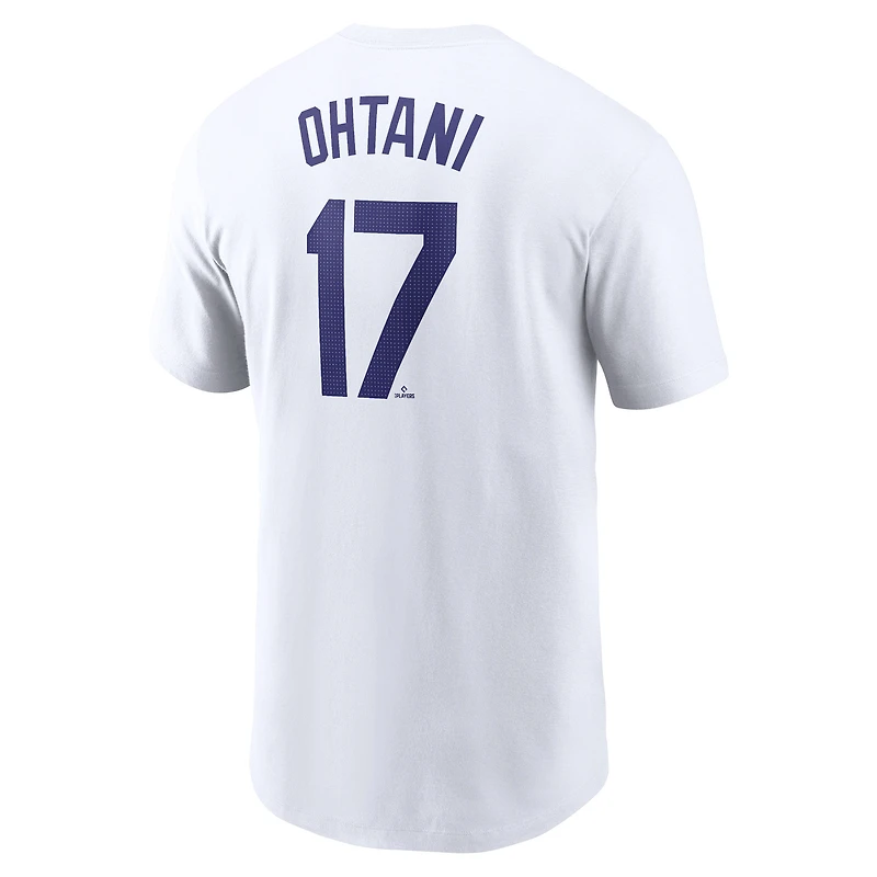 T-shirt Nike Shohei Ohtani pour homme, blanc, Los Angeles Dodgers 2024 Fuse Name & Number