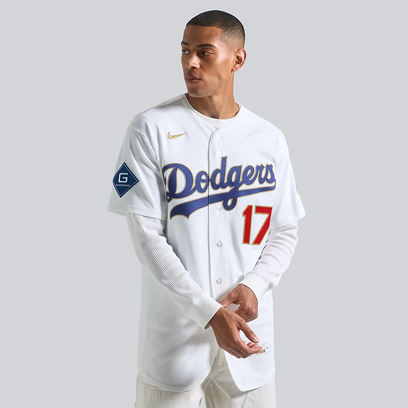 Men's Nike Shohei Ohtani White Los Angeles Dodgers 2026 Gold Collection Authentic Jersey