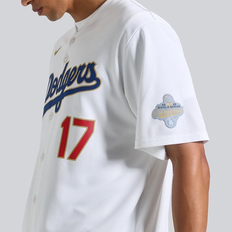 Maillot Nike Shohei Ohtani blanc Los Angeles Dodgers Collection Or 2026 Kanji Stadium pour homme