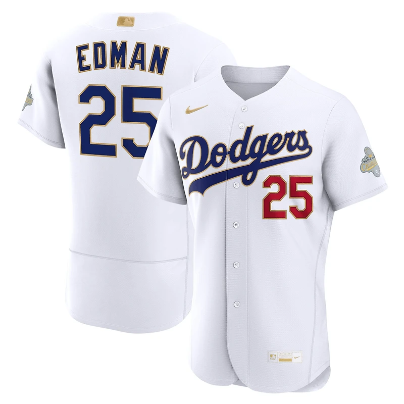 Maillot authentique Nike Tommy Edman blanc Los Angeles Dodgers Collection Or 2026 pour homme
