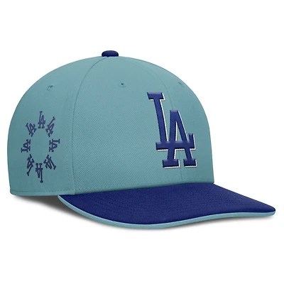 Casquette Nike turquoise à visière snapback Pro Performance pour homme des Dodgers de Los Angeles, fête des pères