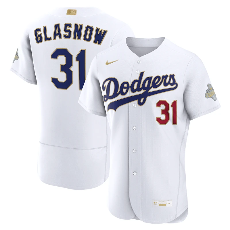 Maillot authentique Nike Tyler Glasnow blanc Los Angeles Dodgers Collection Or 2026 pour homme