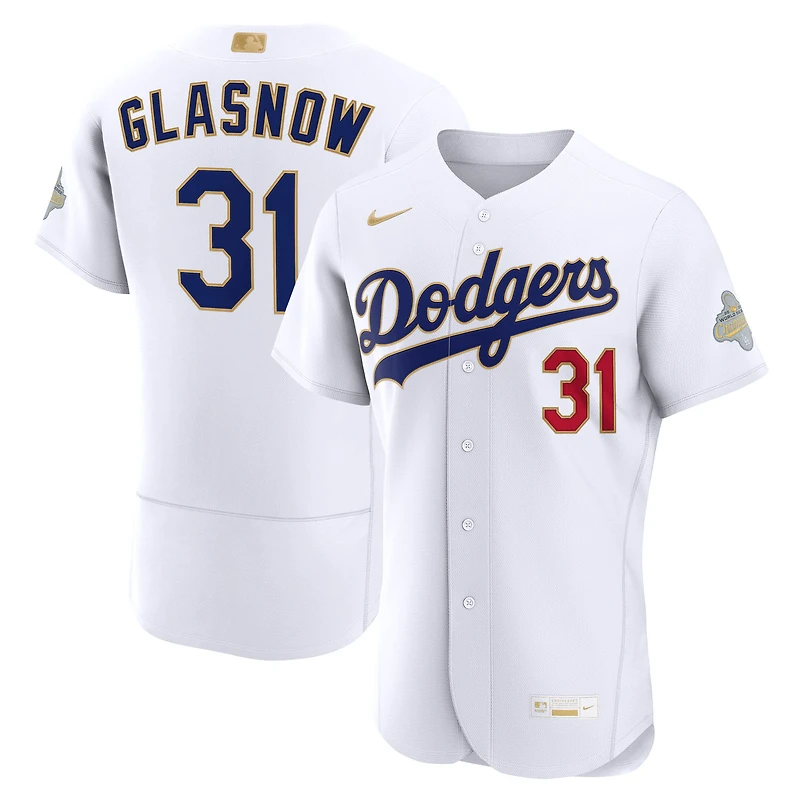 Men's Nike Tyler Glasnow White Los Angeles Dodgers 2026 Gold Collection Authentic Jersey