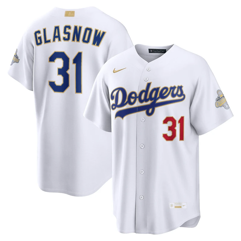 Men's Nike Tyler Glasnow White Los Angeles Dodgers 2026 Gold Collection Stadium Jersey